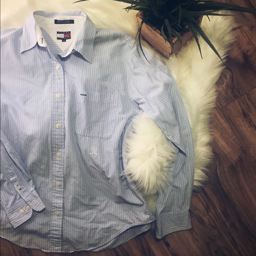 Tommy Hilfiger Blue & White Button Down Shirt